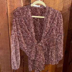 bishop + young Floral wrap tie Blouse in Brown